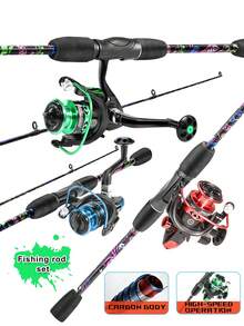 SOUGAYILANG 1.8m Spinning Rod & Reel Combo 5.2:1 Gear Ratio Aluminum Spool - Freshwater Fishing Kit For Gift Trout Bass Catfish Beginners Set (Fishing Line Bait Accessories Random) - Multicolor - View 2