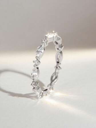 Charm-In 1 pieza Anillo de diario de calidad con incrustación de circonita cúbica para mujer