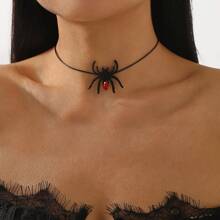 Mydear 1 件哥特式黑暗趣味假蜘蛛女巫帽蝙蝠项链，适合女性万圣节派对佩戴 - 黑色 - 查看 1