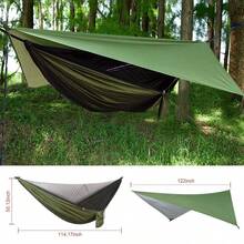 Camping Hammock With Rain Fly Tarp And Mosquito Net Portable Double Hammock Tent - màu xanh lá - Xem 8