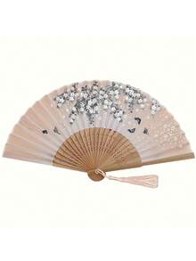 1 件复古手工竹制流苏折扇 - 优雅女士礼物、婚礼派对礼物、传统手持扇，适合汉服和夏季清凉 - 彩色 - 查看 6