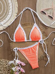 PEPPERMOLLY Bộ bikini 2 mảnh gợi cảm và thời trang dành cho nữ, màu xanh dương, thích hợp cho mùa hè đi biển. - màu đỏ cam - Xem 1