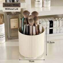 Caja de almacenamiento para brochas de maquillaje, organizador giratorio de 360 grados, soporte para brochas de maquillaje, cubo para brochas de labial y polvo, caja de herramientas cosméticas - Sin tapa - Ver 2