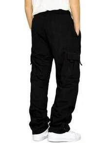 Men's Casual Cargo Sweatpants With Drawstring For Hiking - Black - View 8