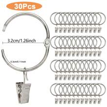 10pcs/30pcs/50pcs Curtain Rings With Clips (32mm/1.25inch, 50mm/1.96inch) Openable Rust-Resistant Metal Rings, Decorative Curtain Hangers, Gold/Black/Nickel Color