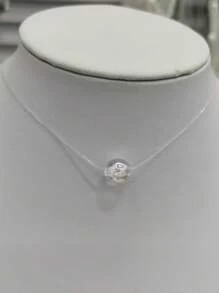 1 件方晶锆石镶嵌蛋形莫桑石银项链