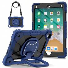 Colorblock Handheld Rotating Shockproof Protective Case With Shoulder Strap For Apple IPad Mini 7, IPad Mini 6, IPad 6th (9.7-Inch), IPad Pro 9.7 (2016), IPad 5th (9.7-Inch), IPad 10.2 7th Gen 2019, IPad 8th (10.2-Inch), IPad 9th Gen (10.2-Inch), IPad 11(A16 2025), IPad 10th (10.9-Inch), IPad Air 4th (10.9-Inch), IPad Air 5th Gen 2022, IPad Air 11-In.(M2)-2024, IPad Air 11(M3 2025)