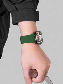 1条男女通用荔枝纹硅胶磁吸表带，兼容 42mm、38mm、40mm、41mm、44mm、45mm、46mm、49mm，时尚智能手表替换表带，适用于Series Ultra2、Ultra SE2、SE 11、10、9、8、7、6、5、4、3、2、1 - 綠色 - 查看 5