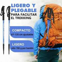 Par De Bastones Trekking Plegable Senderismo Escalar Caminar - Negro - Ver 8