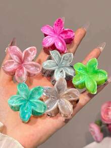 6 pièces Pinces à cheveux à fleurs petites en acrylique effet métal pour femmes, simples et élégantes, barrettes polyvalentes pour les franges, convient pour un port quotidien, look mode doux et frais pour les vacances (sans emballage en carton, le carton est uniquement pour la séance photo) Clips à cheveux pour la Saint-Valentin, accessoires capillaires pour femmes, cadeau de la Saint-Valentin, clips à cheveux pour les vacances d'été, voyage, anniversaire - Multicolore - Voir 9