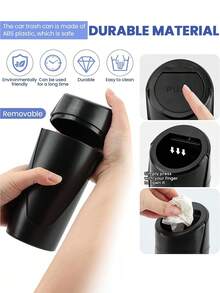 2pcs/1pc Car Trash Can With Lid, Car Trash Can Cup Holder, Portable Leak-Proof Car Garbage Can With Trash Bags, Front/Rear Seat Car Organizer Box, Suitable For Car, Home, Office - one-size - View 4
