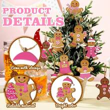 12pcs/24pc/36pc/Christmas Gingerbread Man Decorations, Used For Christmas Tree Decoration, Wooden Gingerbread Man Decorations, 3 Inch Christmas Home Kitchen Holiday Decor, Comes With Hemp Rope For Hanging On Christmas Tree, Wreath, Small Tree, Fireplace, Wall, Window, Tree Branch - Pink Cute Gingerbread Man - View 5
