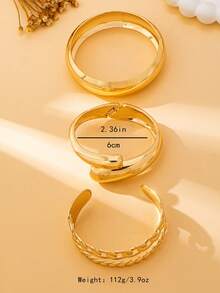 3pcs/Set Fashionable & Elegant Wide Bangle Bracelet Set, Suitable For Women Party, Daily Wear, Gift - 3 Bracelets - View 11