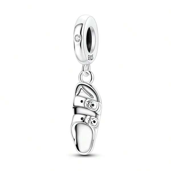 925 Sterling Silver Sandal Charm Pendant Fits Original Bracelet Necklace, Personalized Shoe DIY Fine Jewelry Gift