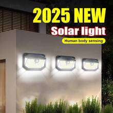 2025新款户外超亮太阳能灯3档调节178颗LED照明灯太阳能智能红外感应灯室外庭院别墅公园庭院走廊探照灯