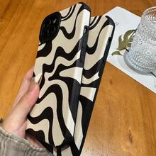 DDesigned For IPhone 12 Phone Case Soft PU Leather TPU And Cute Art Wavy Painted For Women Girls Slim Protective Shockproof Compatible With IPhone 12 Beige 7001 - Màu be - Xem 3