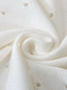 1pc Baby Cotton Hollow Knit Blanket, Comfortable & Delicate Lace Trim, For Daily Use - White - View 4
