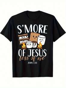 Camiseta gráfica cristiana para hombres "Jesús Más, Yo Menos" - Camiseta religiosa negra con el versículo bíblico de Juan 3:16, camisa de algodón suave y transpirable para la iglesia, camping, vida diaria basada en la fe - Regalo para hombres cristianos, camisetas religiosas, atuendo de camping, diseño lúdico, ajuste cómodo, atuendo de iglesia, ropa inspirada en la fe, material ligero, top casual, comunidad de fe - Negro - Ver 2