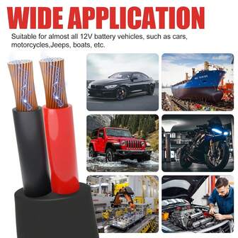 1 styck 12-14-16-18 AWG dubbelkärnig PVC-kabel, 12V lågspänning/kopparpläterad aluminium (CCA)/flexibel/dubbelkärnig, lämplig för fordon, LED-remsor, belysningsarmaturer, båtar etc.