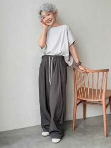 FRIFUL Women's Straight-Leg Loose Fit Drawstring Long Pants - Grey - View 3