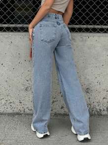 Straight-Leg Grey Denim Jeans For Teenagers - Dusty Blue - View 2