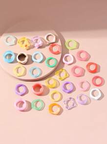 30 件随机颜色花朵装饰戒指情人节 - 彩色 - 查看 2