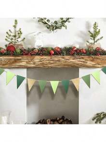 2/4 pièces Décoration de bannière triangle doré vert, fournitures de fête végétale, fanions pour Nouvel An, anniversaire, salle de classe, anniversaire, décoration de remise des diplômes, drapeaux 10 pi/5 m. Ajuster la longueur arbitrairement