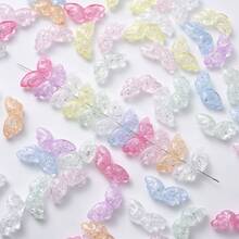 30颗透明亚克力天使翅膀蝴蝶结珠饰,仙女翅膀蝴蝶结散珠,适用于珠宝制作,如手链、耳环、项链、DIY手机链等工艺品。 - 亞克力珠 - 查看 7