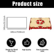 1pc Christmas Theme Polyester Tablecloth, Round Tablecloth Diameter 145cm, Rectangular Tablecloth 140x180cm, Christmas Decor Tablecloth/Tablecover, Red Christmas Floral Pattern Holiday Tablecloth, Christmas Holiday Table Center Decor, Christmas Party & Family Gathering Atmosphere Decoration Tablecloth. - Multicolor - View 10