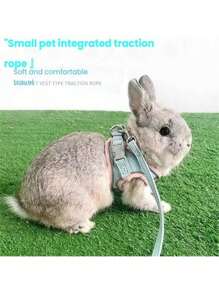 1pc Adjustable Rabbit Harness Set - Bright Orange Pet Quick-Release Design, Non-Slip Soft Handle, Suitable For Rabbits, Guinea Pigs - Escape-Proof Small Animal Leash, Secure Buckle Closure, Hand Wash, Pet Travel Accessory