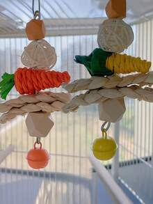 1pc Parrot Corn, Carrot, Vine Ball Hanging Toy, Medium/Small Parrot Chewing Toy, Intelligent Bird Supplies, Bird Cage Accessory, Parrot Toy (All Accessory Colors Randomly Assembled)