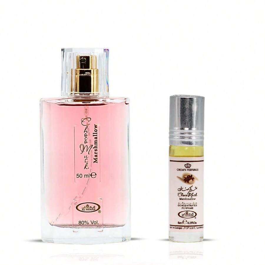 Choco Musk Marshmallow Set - EDP Spray & Roll On Perfume Oil - 1.7 Fl Oz & 0.2 Fl Oz, Fragrance, Perfume, Unisex, Long Lasting, Parfum, Scent, Notes, Signature, Luxury, Gift, Collection, Classic, Original, Eau De Parfum - Gourmands ấm áp và ngọt ngào - Xem 1