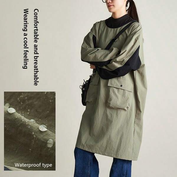 1pc Long Sleeved Waterproof Apron - Full Arm Protective Apron For Kitchen/Painting/Barbecue Restaurant Uniforms, Splash Proof Work Clothes With Pockets