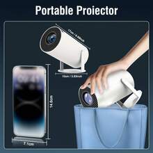 Mini proyector portátil, decodificación 4K, 260 lúmenes ANSI, equipado con sistema operativo Android 11, WiFi 6, soporte giratorio de 180°, proyector de video para equipos de oficina - Blanco - Ver 5