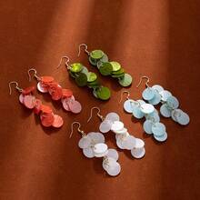 1Pair, Island Vacation Style Shell Long Tassel Ear Stud Earrings, Earrings, Creative, Individual, Simple And Elegant, Exaggerated Earrings, Fresh And Sweet For Women, Versatile, Exquisite And Fashionable Jewelry Earrings, Light Luxury And High-End Design