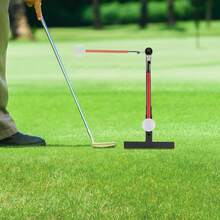 Miumaeov Golf Swing Trainer Practice Aid Black Red Iron Adjustable Height 20-25cm For Driving Range Backyard Training Modern Floor Mount - Multicolor - View 3