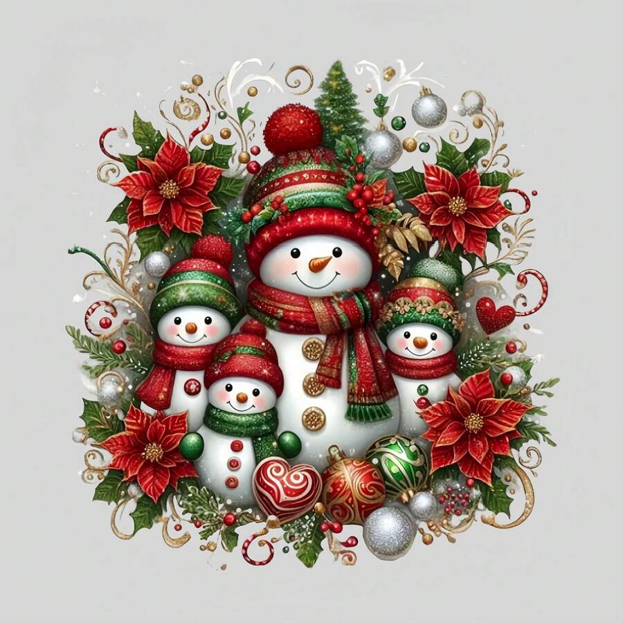 1/2/3 件优质圣诞雪人热转印贴片 - DIY 可定制熨烫贴花，适用于 T 恤、衬衫、枕头、连帽衫、牛仔裤、背包和帆布包 - 彩色 - 查看 1