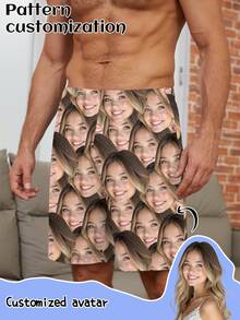 Printstory Customized Men's Short Pajama Shorts, Novel And Unique Photo Print, Holiday Gift, Party - Black - View 1