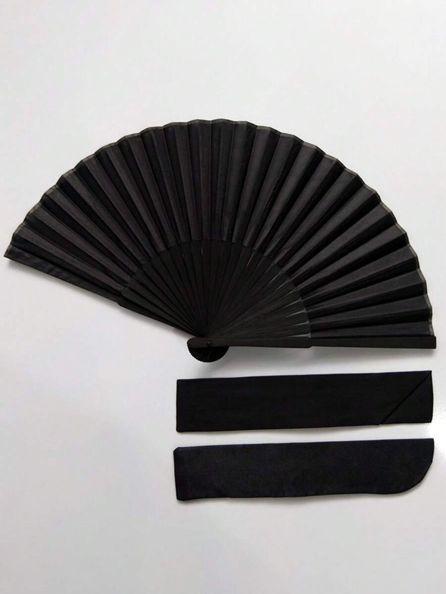 3 Pcs Black Classic Folding Hand Fan, Summer Cooling Gift, Elegant And Fashionable Black Folding Fan, Easy To Carry And Put In Bag,For Wedding, Party Favor, Performance, Dance, Home Decoration, Festival, And Gifting Purposes Birthday Gifts Graduation - Multicolor - View 1