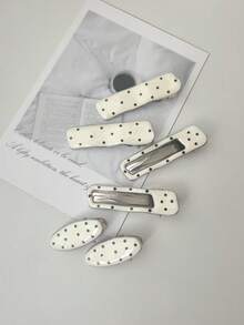 5/6个装女士时尚简约可爱甜美森系波点不对称几何造型发夹，适合日常佩戴，爪夹，发爪，发卡，发夹，发饰，头部饰品，女士发饰，发卡 - 彩色 - 查看 11