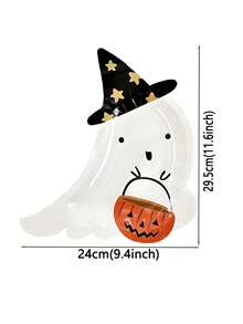 8pcs Halloween Ghost Paper Plates With Pumpkin Baskets - For Halloween Party Snacks & Decor