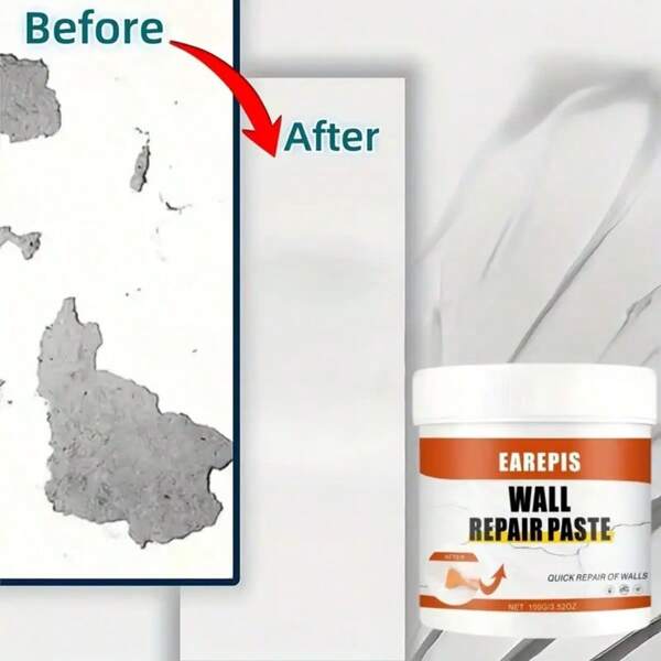 Quick Drying Wall Repair Paste - Strong Adhesive Filler - Fast Drying Repair Powder - No Need For Painting - Indoor & Outdoor Use - Suitable For Floors & Walls - 1 Pack - Hole Repair - DIY Solution - High Performance Putty - Crack Filler - Easy To Apply - Waterproof Putty