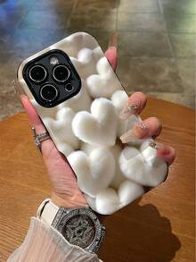 1 件时尚简约蓬松心形图案防震柔软 TPU+PC 二合一手机壳，适用于 Apple 11/12/13/14/15/16/16 Plus/16 Pro/16 Pro Max - 彩色 - 查看 2