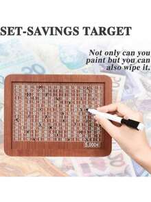 1pc Piggy Bank With Numbers And Checks,DIY Creative Savings Box Home Decor Accessory, Piggy Bank With Counter,Reusable Wooden Piggy Bank For Digital Planning, Retro Style Money Storage Box - Multicolor - View 4