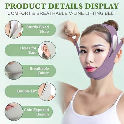 V Face Facial Lifting, Double Chin Sleep Mask Full Face Lifting Anti-Sagging, V Face Mask Facial Contour Lifting Sleep Bandage Double Chin Nasolabial Fold Bandage Unisex