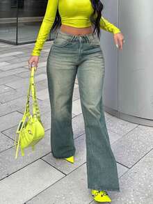 Fashionable And Casual Women's Straight-Leg Jeans That Cover The Hips, Slim The Figure, And Are Loose Yet Slimming, Suitable For Daily Wear - 淺色水洗藍 - 查看 3