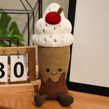Chocolate Ice Cream Plush Doll Stuffed Doll Pillow Cake, Funny Cold Drink, Milk Tea, Ice Cream Cone, Gift For Girls, Summer - Brown - View 13