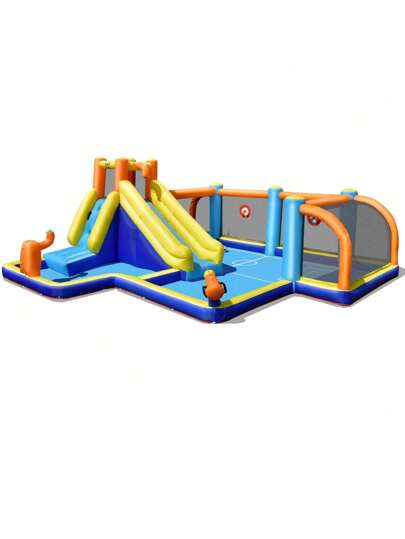 Lifezeal Giant Soccer-Themed Inflatable Water Slide Bouncer W/ Splash Pool Without Blower