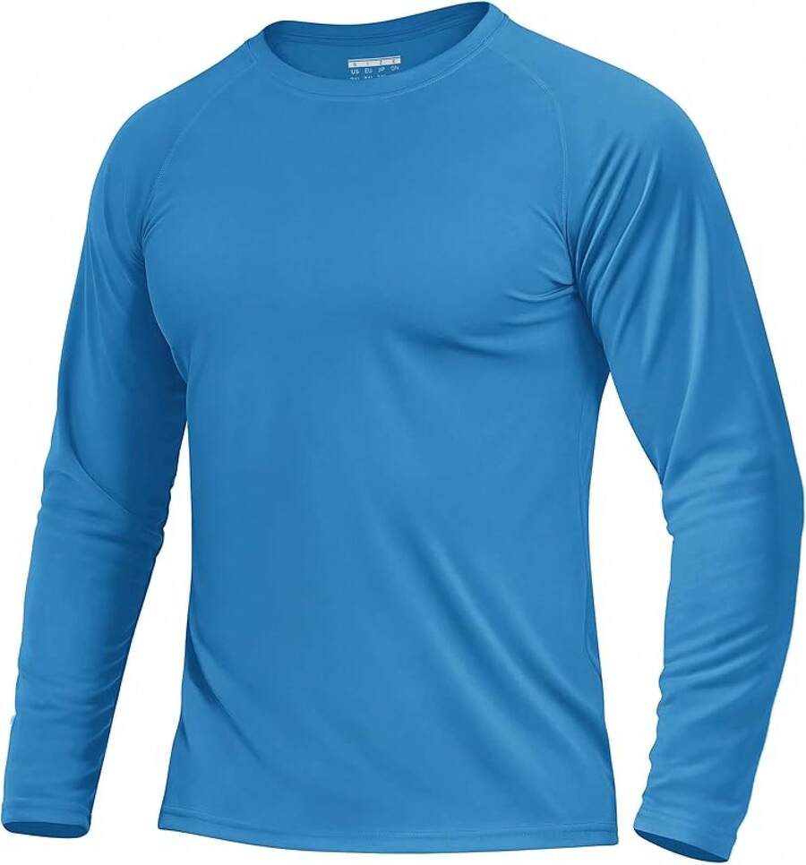 Boladeci Men's UPF 50 Sun Protection UV SPF Shirts Long Sleeve Lightweight Quick Dry Swim T-Shirts Rash Guard - Biru Hijau - View 1
