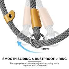 1 件套防滑尼龙编织狗绳，适合小型、中型和大型犬 - 灰色 - 查看 6